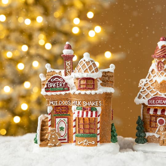 Glitzhome® Light-Up Christmas Gingerbread House Table Décor Set